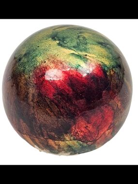 Hand Blown Art Glass Orb 4" Dragon's Blood Jasper Style | Watercolor Swirl Red